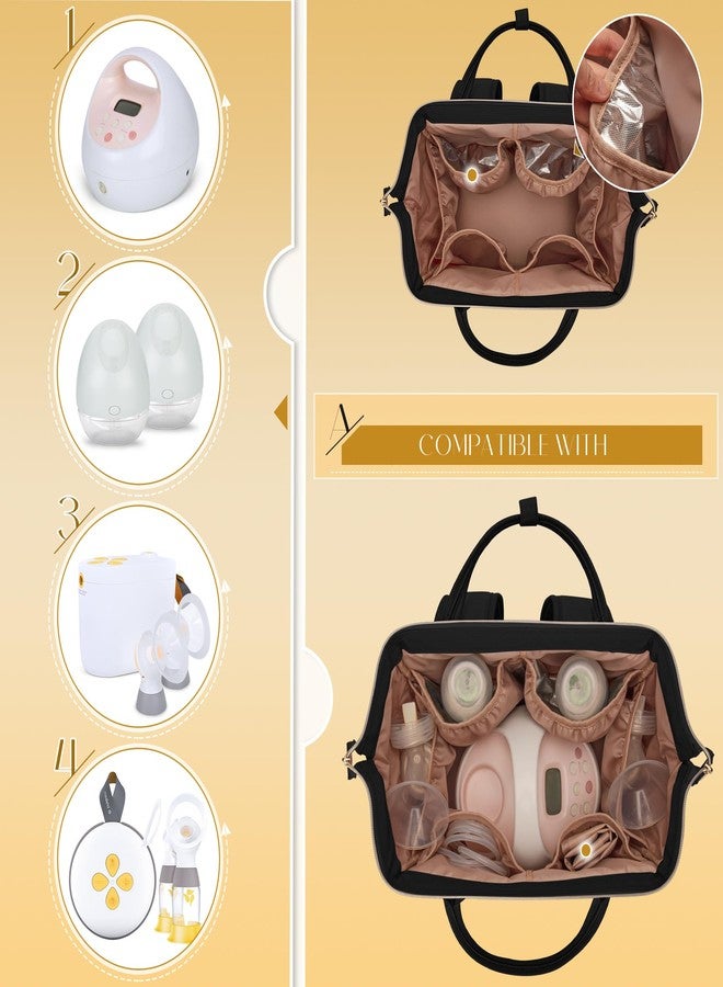 Fasrom Breast Pump Bag Backpack with Cooler Compatible with Spectra S1, S2 and Medela Pumps, Wearable Pumping Bag with Waterproof Mat for Working Moms, Black (Patent Design) - Image 2